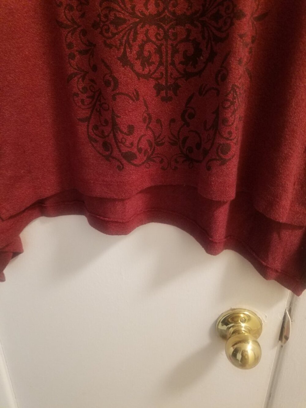 Embellished V-Neck Flowing Tunic in Deep Wine - Picture 3 of 7